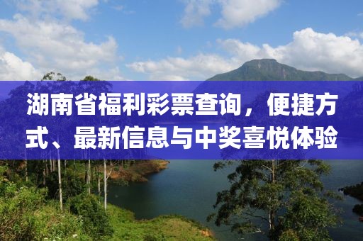 湖南省福利彩票查询，便捷方式、最新信息与中奖喜悦体验