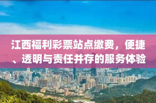 江西福利彩票站点缴费，便捷、透明与责任并存的服务体验